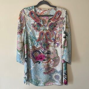 Soft Surroundings Beaded Floral soft flowy Tunic size Small